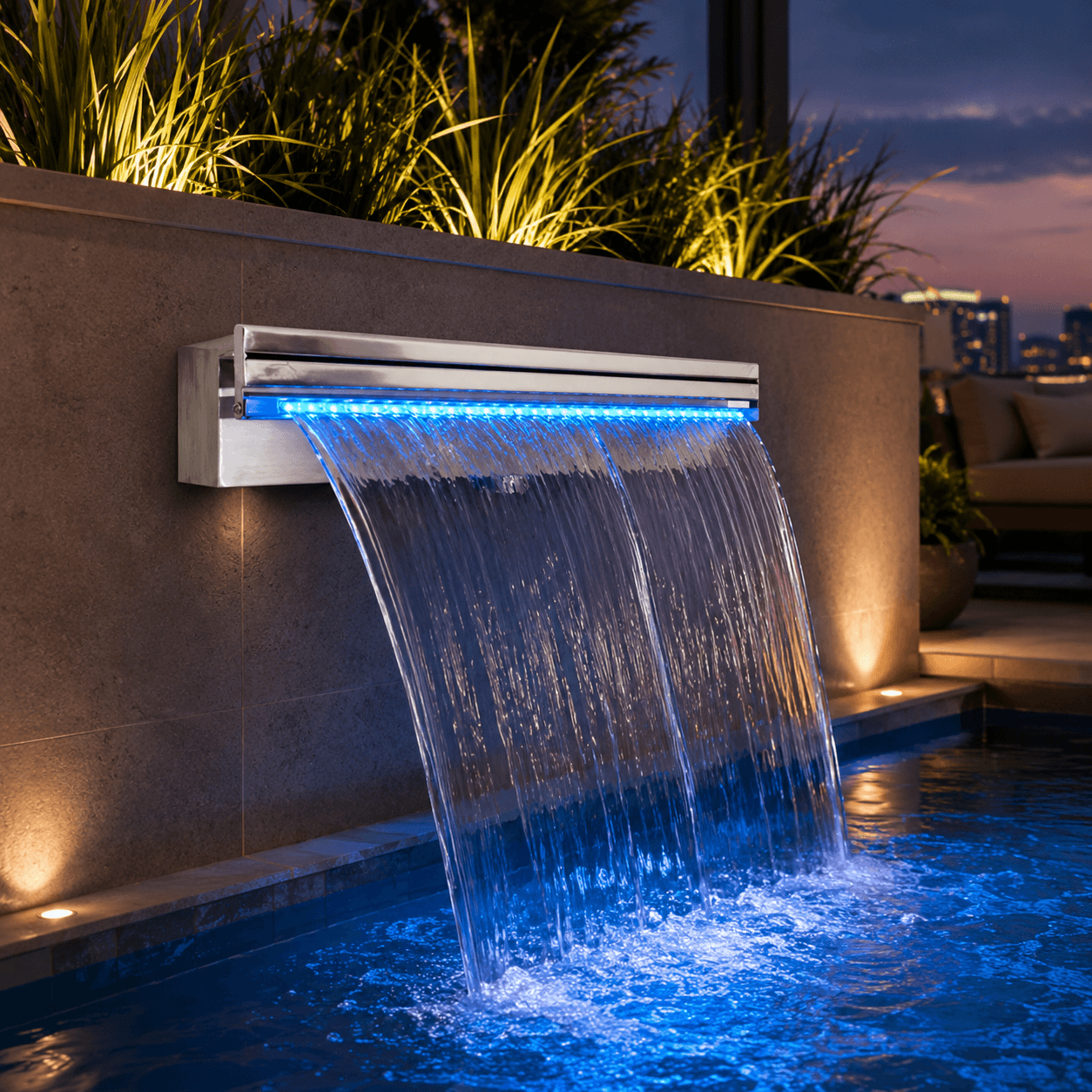 Cascata Embutir Lâmina Curta com LED 2
