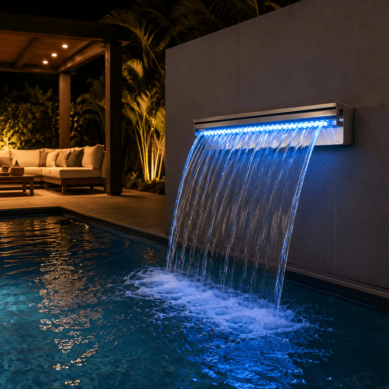 Cascata Embutir Lâmina Curta com LED 3