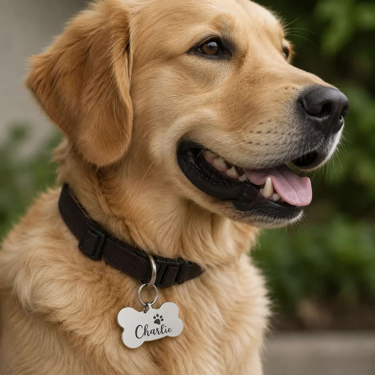 Placa de identificação pet em aço inox 304 formato osso com gravação de nome em cachorro