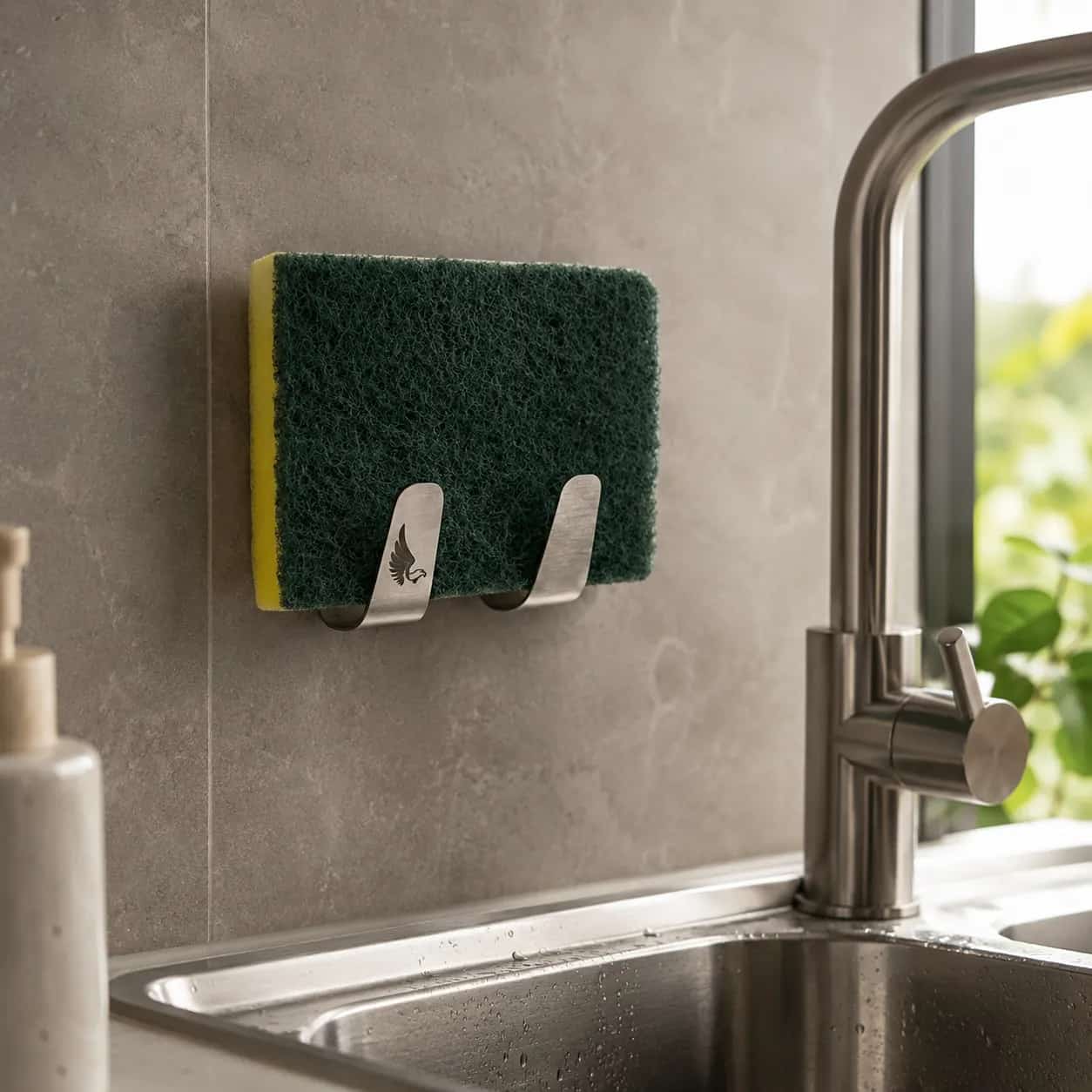 Porta-bucha em inox 304 para pia personalizado fixo na parede