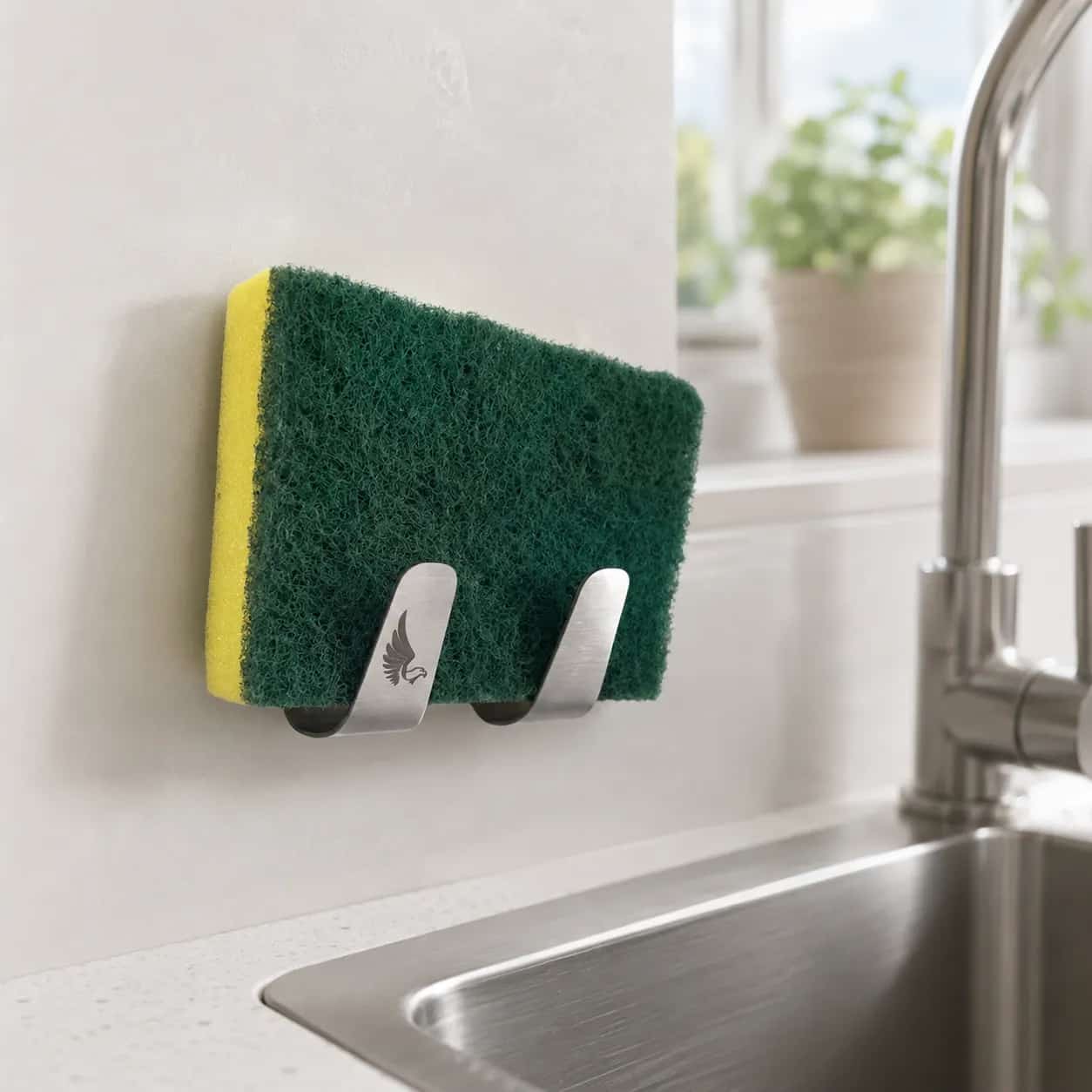 Porta-bucha em inox 304 para pia personalizado fixo na parede de cozinha