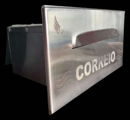 Caixa de correio de embutir em inox com gravação