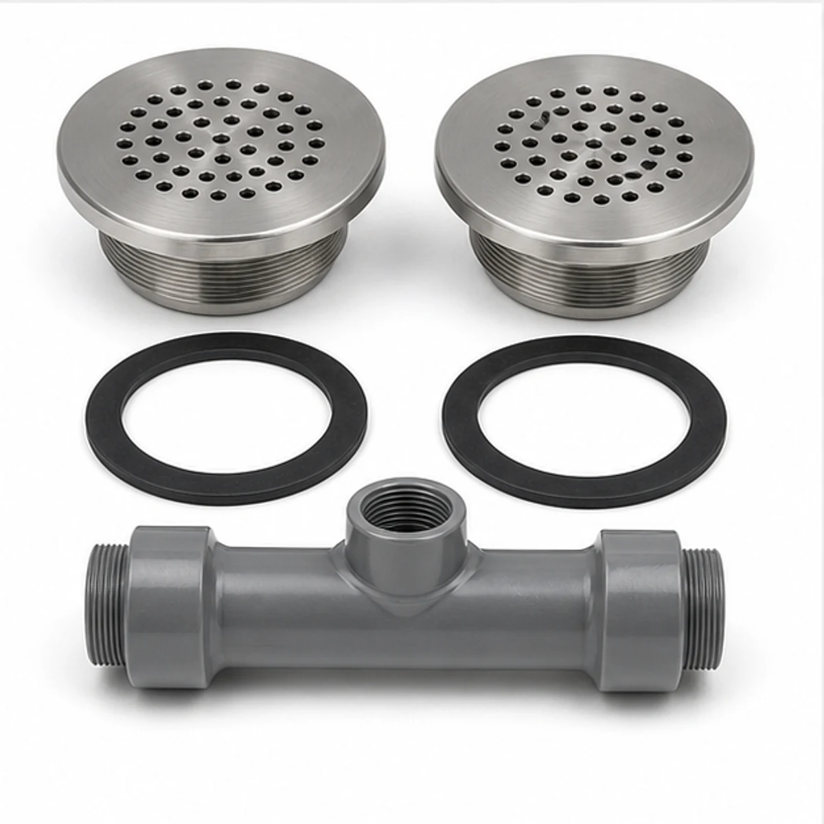 Kit Dreno Duplo Inox 316L para Piscina de Alvenaria